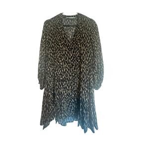 Zara "The Claris" Leopard Print Button Front Ruffled Tiered Dress - Size XS